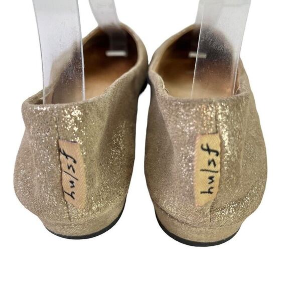 Fs/Ny French Sole Gold Leather Slip On Wedge Loafers Round Toe Womens Shoes sz 6 - Picture 10 of 16